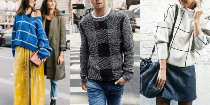 Modne swetry i kardigany, 2018-2019: model w klatce