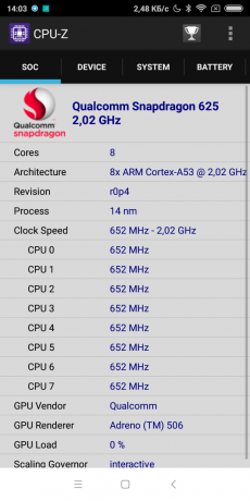 Redmi S2: Z CPU