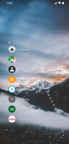 Launcher dla Androida Niagara Launcher: alfabet mogą być wyświetlane po prawej fali