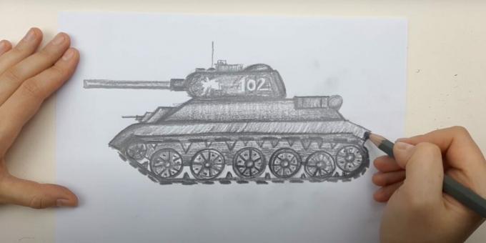 Rysowanie czołgu prostym ołówkiem