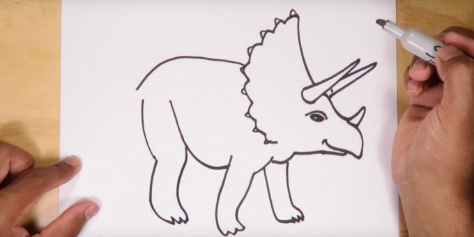 Jak narysować dinozaura: przedstaw plecy, brzuch i nogę
