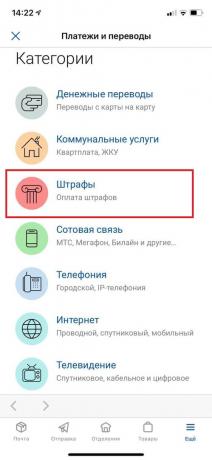 Płatność mandatów drogowych w aplikacji „Poczta Rosyjska”