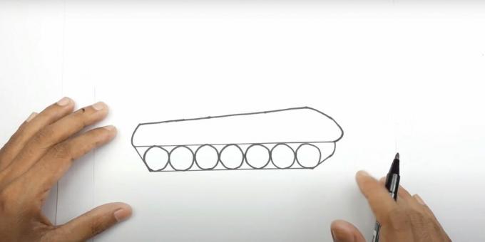 Jak narysować czołg: dodaj gąsienicę