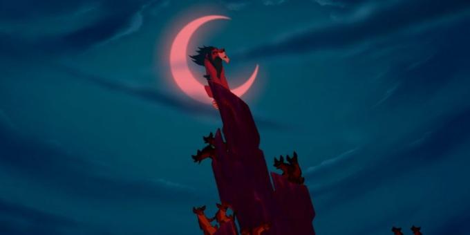 Kreskówki „The Lion King”: Just Fit w ostatecznej liczby muzycznego być przygotowane Scar postacią w połyskujące półksiężyc na nocnym niebie
