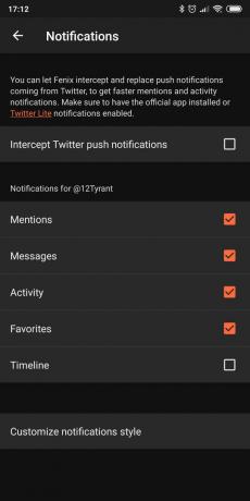 Wnioski o dostęp do konta Twitter na Androida: Fenix ​​2