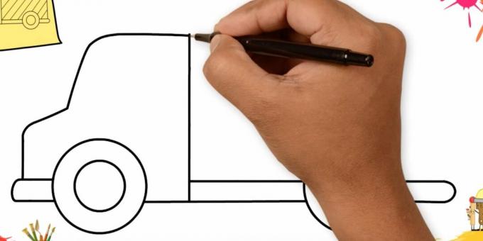 Jak narysować ciężarówkę: narysuj przód samochodu