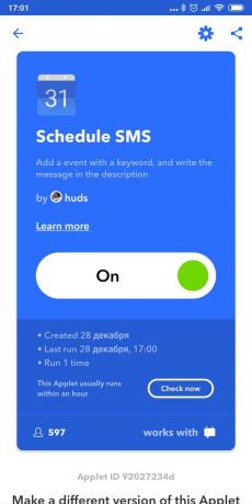 Planowanie SMS na Androida: IFTTT