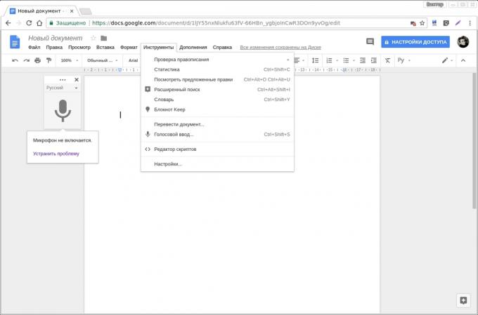 Google Docs dodatki: Wejście głosowe
