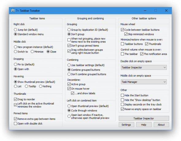 Darmowy program dla Windows Taskbar Tweaker: 7+ 