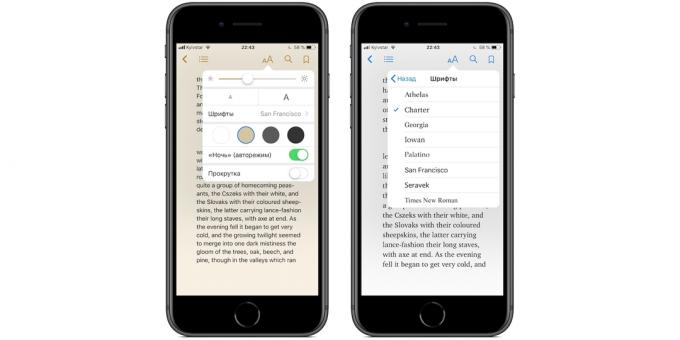 iBooks na iPhone i iPad: układ ustawienie