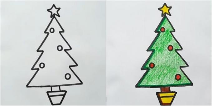 Jak narysować drzewo kątowy z ołówkiem lub flamastrem
