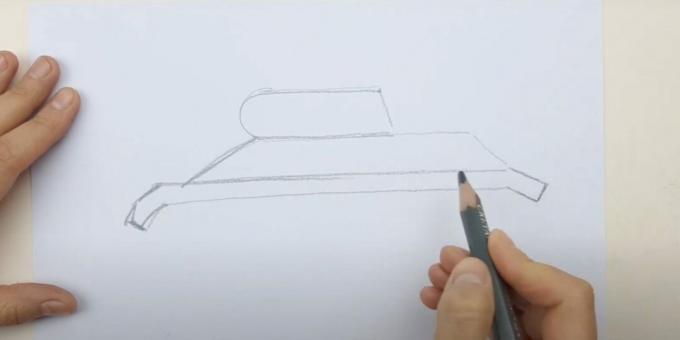 Jak narysować czołg: zarysuj górę 