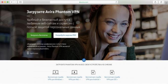 Najlepsze darmowe VPN dla PC, Android i iPhone - Avira Phantom VPN