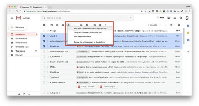 Zapisz e-maile do Dysku Google