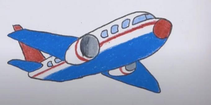 Jak narysować samolot: pomaluj szybę, owiewkę i ogon