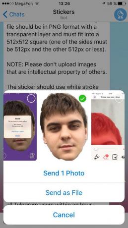 Jak zrobić naklejki dla Telegram: wysłać zdjęcie jako plik