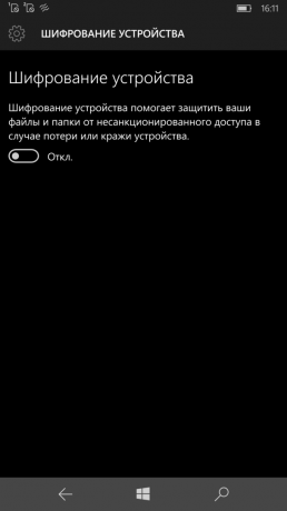 Lumia 950 XL: szyfrowanie Urządzenie