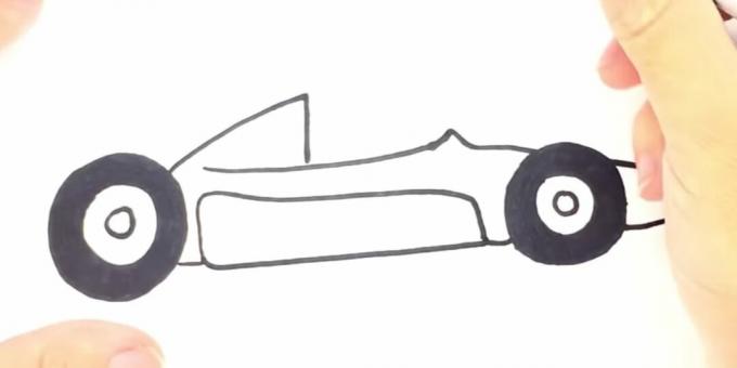 Jak narysować samochód wyścigowy: narysuj spód samochodu