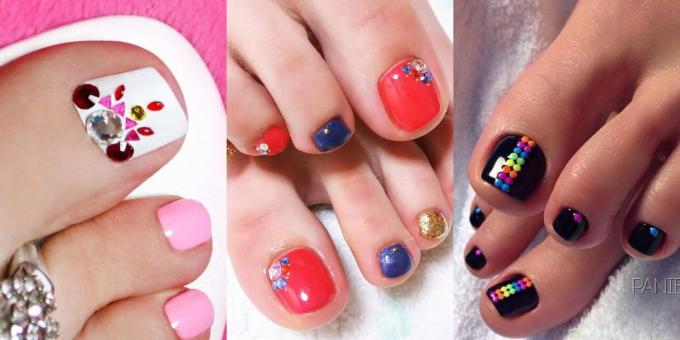 Trendy pedicure 2018: elementy powierzchniowe: kamienie i cyrkonie