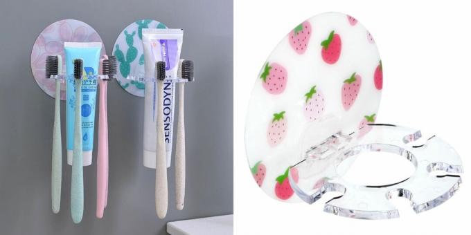 organizery łazienkowe: uchwyt na szczoteczki i pastę do zębów