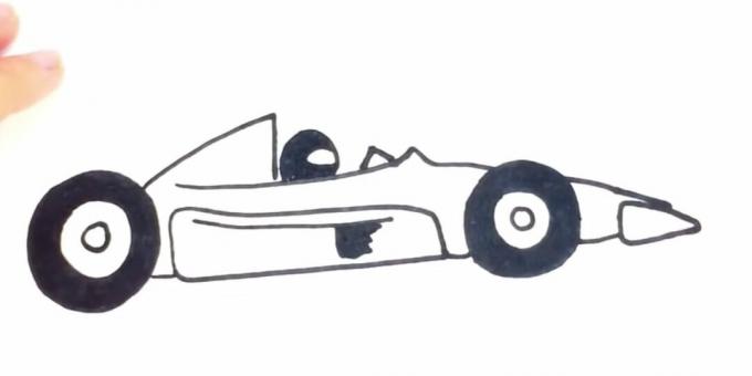 Jak narysować samochód wyścigowy: dodaj wzór, szkło i kask 