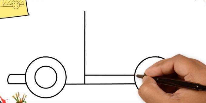 Jak narysować ciężarówkę: dodaj dwie proste linie