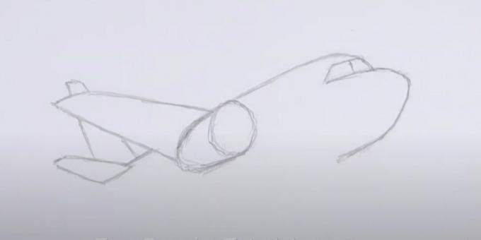 Jak narysować samolot: przedstaw nos, ogon i skrzydło