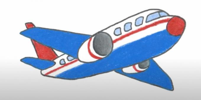 Jak narysować samolot: rysowanie samolotu za pomocą kolorowych ołówków
