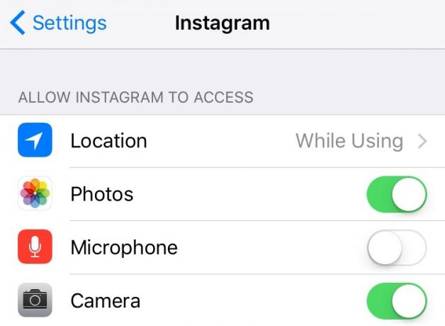 Kontrolowanie dostępu do informacji, aplikacji w iOS Instagram 9
