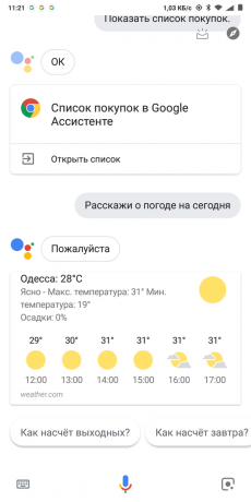Google Now: Pogoda