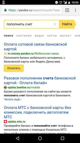 „Yandex”: konto napełniać