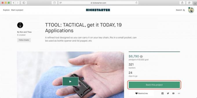 Jak kupować na Kickstarter: otwórz stronę podoba Ci się projekt i zapoznać się z warunkami kampanii