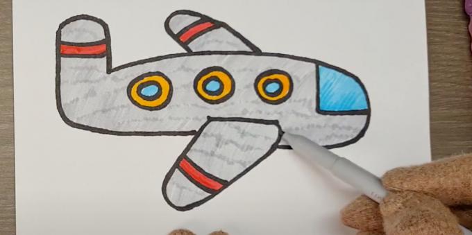 Jak narysować samolot: pomaluj szybę i korpus