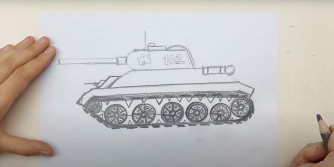 Jak narysować czołg: pomaluj koła