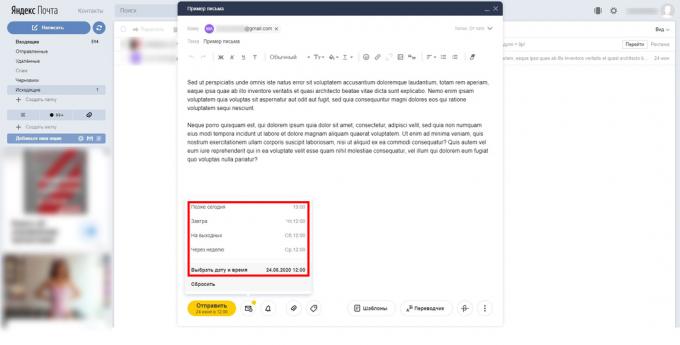 Jak anulować wysyłanie listu w Yandex.Mail: wybierz dogodniejszy czas
