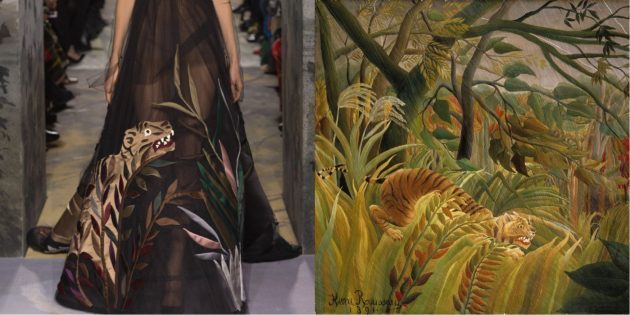 Valentino wzór i obraz Henri Rousseau „Tygrys w tropikalnej burzy”