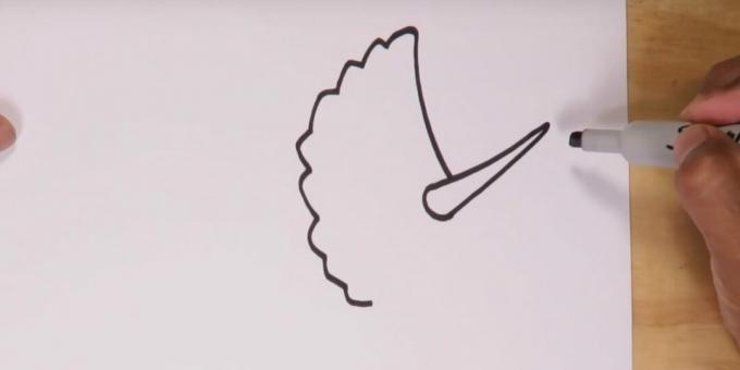 Jak narysować triceratopsa: dodaj róg