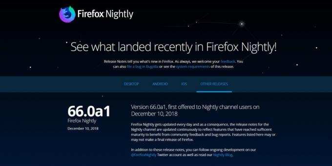 Wersja Firefox: Firefox Nightly