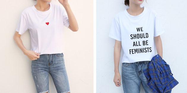 Moda damska koszulki z AliExpress: T-shirt z nadrukiem