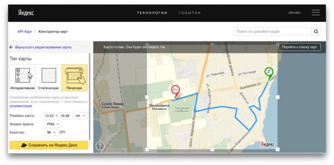 Mapa Yandex druku