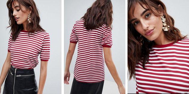 Moda damska koszulki z europejskich sklepów: koszulka Boohoo czerwone