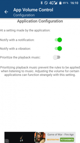 App Regulacja głośności: powiadomienia dźwiękowe zwyczaj setup na Androida