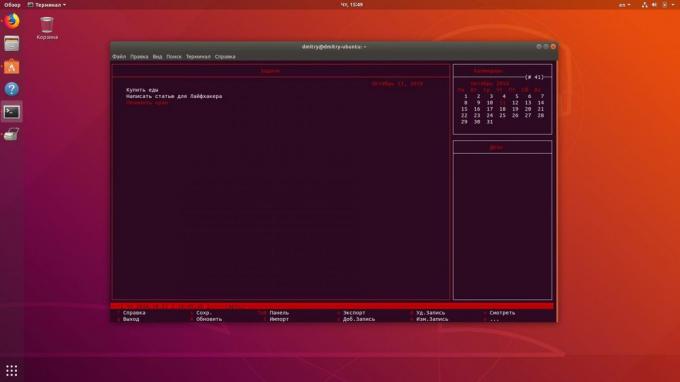 Terminal Linux pozwala Harmonogram wydarzeń w kalendarzu
