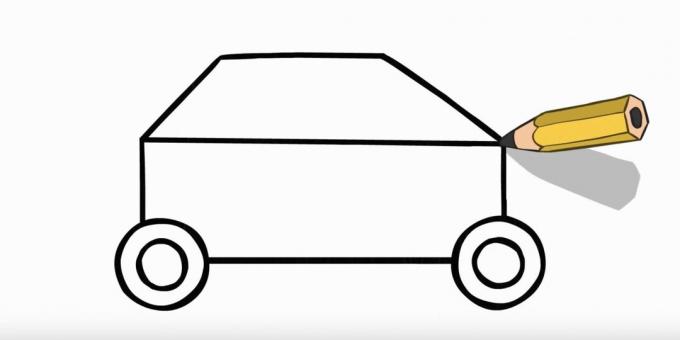 Jak narysować samochód policyjny: narysuj górną część samochodu