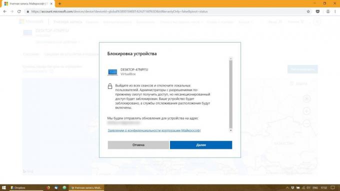 Zdalna blokada PC z Windows 10: Kliknij przycisk „Dalej”