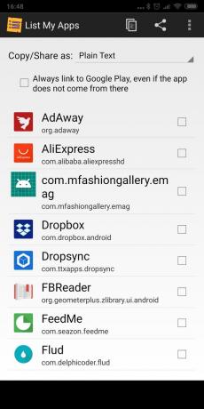 Aplikacje Android kopii zapasowych: Lista moich aplikacji