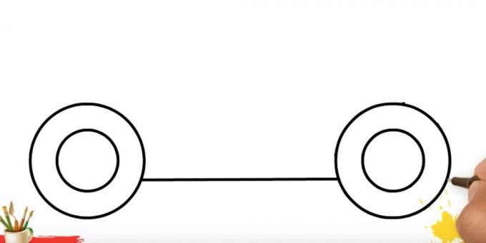 Jak narysować ciężarówkę: połącz koła