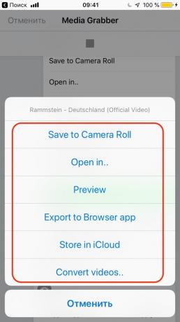 Jak pobierać muzykę z YouTube za pomocą aplikacji iOS: Zapisz plik, aby otworzyć galerię lub w dowolnej aplikacji
