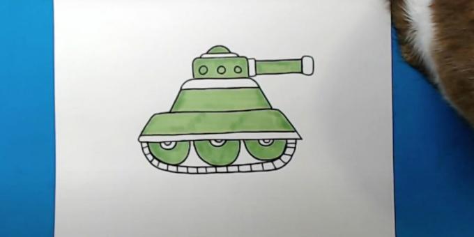 Jak narysować czołg: dodaj jasnozielony kolor 