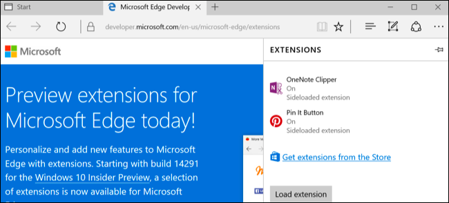 Microsoft Edge rozszerzeń systemu Windows Aktualizacja 10-lecie